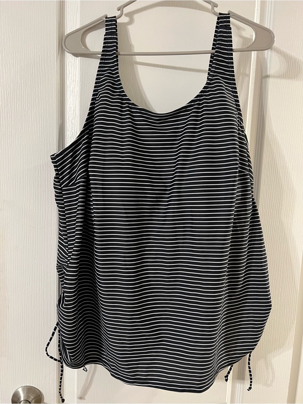 BloomChic Black & White Striped swim Tank with Side Ties